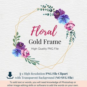 Download Gold Floral Wreath Png Frame No Svg Geometric Clip Art Frames Etsy