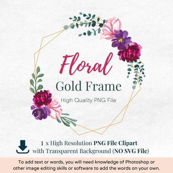 Download Gold Floral Wreath Png Frame No Svg Geometric Clip Art Frames Etsy