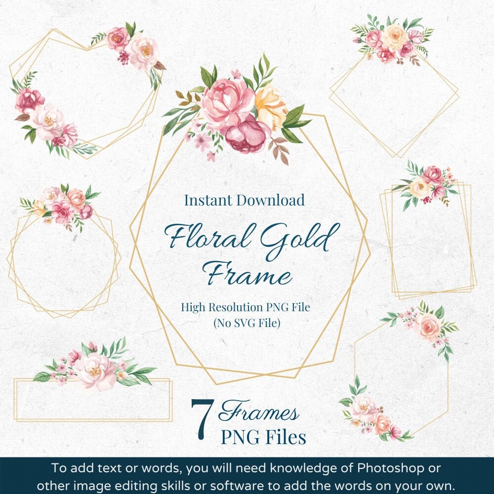 Download Gold Frame Clipart Clip Art Frames Floral Png No Svg Files Etsy