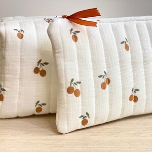 Trousse de toilette double gaze motifs oranges clémentines Collection Andrea image 4