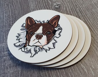 Glossy French Bulldog Coasters - Set of 4
