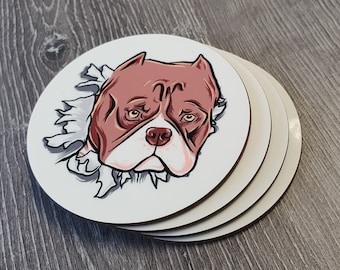 Glossy Bulldog Coasters - Set of 4