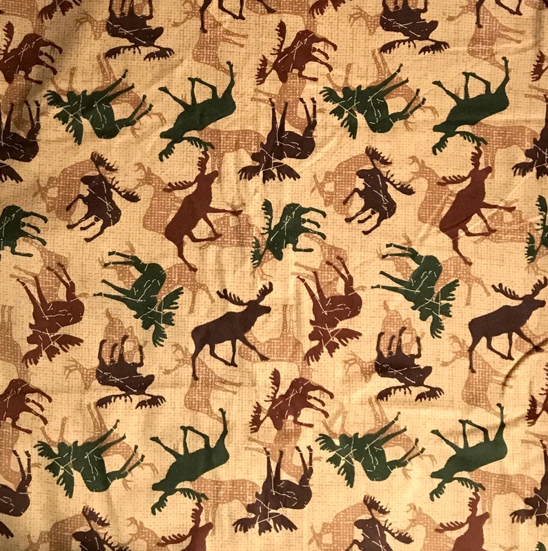 Moose flannel 100 Cotton Hunting moose fabric By the Etsy
