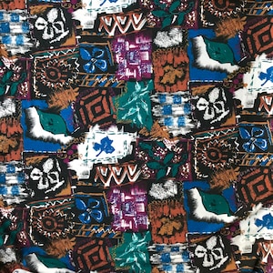 1.90 meters Abstract prints cotton jersey knit - Jersey Fabric – Green Cotton Lycra - By the meter