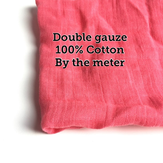 Double gauze - Pink coral Muslin fabrics - swaddle fabric - baby blanket fabrics - Tissus Mousseline - Gauze fabrics - By the meter
