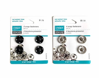 4 aufgenähte Druckknöpfe 15mm, 5/8 Zoll - große Druckknöpfe - Boutons-Pression