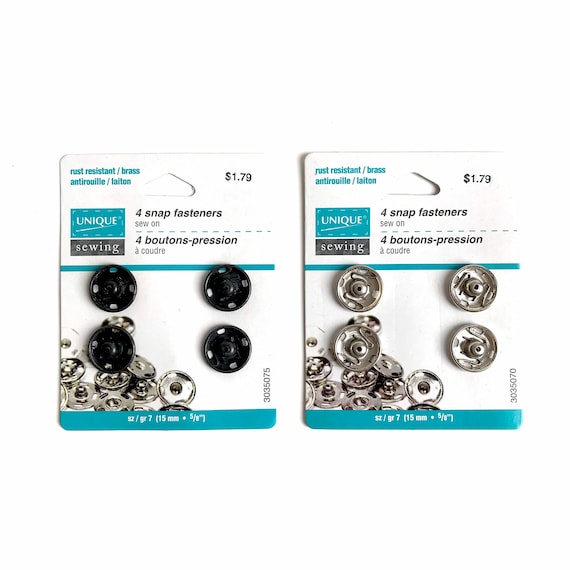 4 sew on snap fasteners 15mm, 5/8 inches - big snap fasteners - Boutons-pression