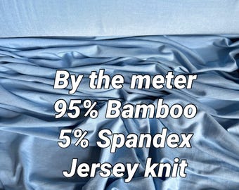 Babyblå naturlig 95% bambujersey - Extra mjuk - Jerseytyg - Metervara - rostfärgad jerseystickning