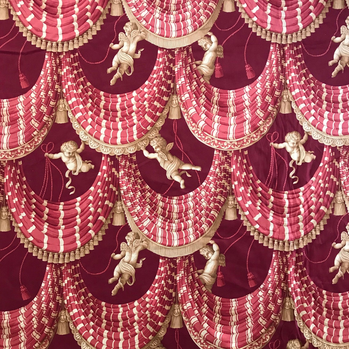 Burgundy and Gold 100 Cotton Wall Cover Fabrics Home Decor Fabrics