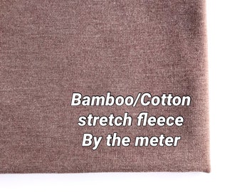 Natural 66% Bamboo/Cotton Stretch fleece - extra soft - natural fabrics - certified fabrics - By the meter - Brown chocolate