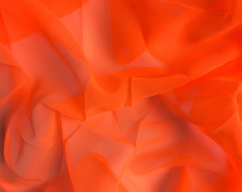 Orange Chiffon fabrics - Sheer fabrics - Summer fabrics - Evening gown fabrics - By the meter