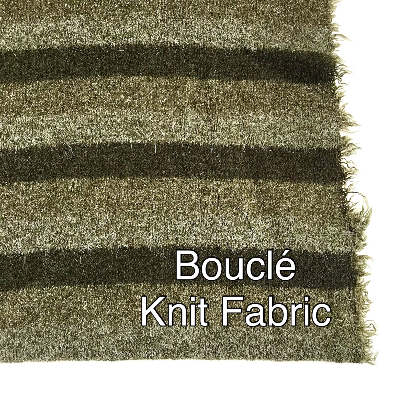 Thick Green Bouclé Knit Fabric Polyester Knit Fabric Stretchy Fabrics