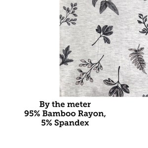 Floral 95% Bamboo Jersey - Extra soft - Jersey Fabric – By the meter - Black flowers - Black on white