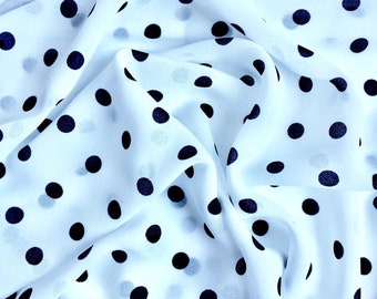 1.4 meters Polka dot Crepe Georgette fabrics - Black and white fabrics- Sheer fabric - summer fabrics - evening dress fabrics - By the meter