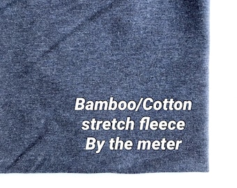 Natural 66% Bamboo/Cotton Stretch fleece - extra soft - natural fabrics - certified fabrics - By the meter - navy jeans