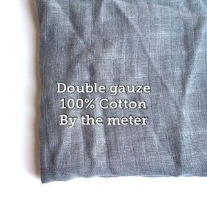 Double gauze - Grey Silver Muslin fabrics - swaddle fabric - baby blanket fabrics - Tissus Mousseline - Gauze fabrics - By the meter