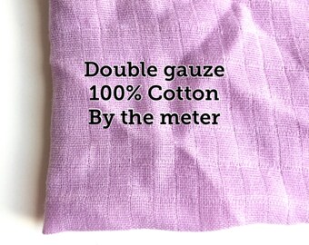 Double gauze - Purple lilac Muslin fabrics - swaddle fabric - baby blanket fabrics - Tissus Mousseline - Gauze fabrics - By the meter