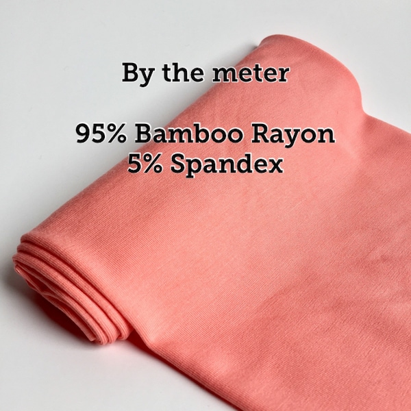 Natural 95% Bamboo Jersey - Extra soft - Jersey Fabric – By the meter - salmon color jersey knit