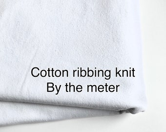 Turbular White Cotton Ribbing Knit - Extra soft - tissu de nervures - Lycra en coton blanc - Au mètre