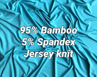 Naturlig 95% bambujersey - Extra mjuk - Jerseytyg – Metervara - Ljusblå jerseystickning