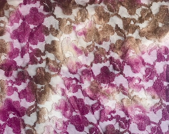 Pink and golden brown lace by the meter - bridal fabrics - Summer fabrics - Wedding fabrics - Evening gown fabrics - By the meter