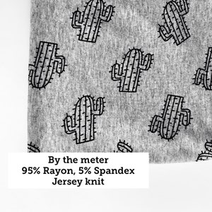 Imprimés cactus en fibre naturelle 95% Rayon Jersey - Extra soft - Jersey Fabric - Par le compteur - Tissu imprimé tissu - plantes imprime des tissus