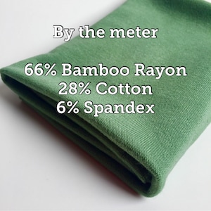 Natural 66% Bamboo/Cotton Stretch Rib - extra soft - natural fabrics - certified fabrics - By the meter - Green Olive