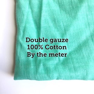 Double gauze - Green opal Muslin fabrics - swaddle fabric - baby blanket fabrics - Tissus Mousseline - Gauze fabrics - By the meter