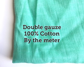 Double gauze - Green opal Muslin fabrics - swaddle fabric - baby blanket fabrics - Tissus Mousseline - Gauze fabrics - By the meter