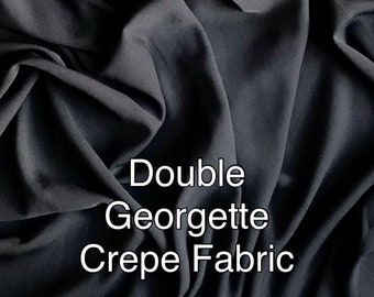Double Black Georgette Crepe fabrics - Black sheer fabrics - summer fabrics - evening dress fabrics - By the meter