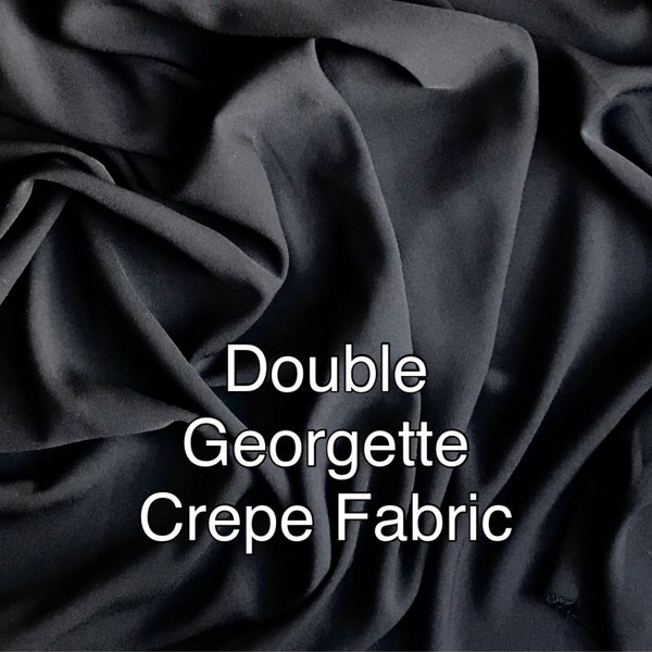 Tissus crêpes Georgette double noir - Tissus noirs - tissus d’été - tissus de robe de soirée - Au mètre
