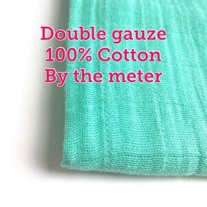 Double gauze 1 inch square - Green Muslin fabrics - swaddle fabric - baby blanket fabrics - Tissus Mousseline - Gauze fabrics - By the meter