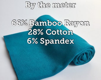 Natural 66% Bamboo/Cotton Stretch Rib - extra soft - natural fabrics - certified fabrics - By the meter