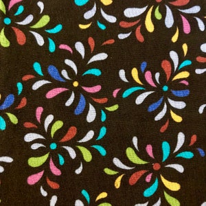 Regenbogen Blumen auf schwarzem Hintergrund Quilten Baumwolle, 100% Quilten Baumwollstoff