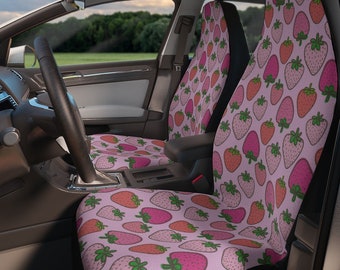 6 Piece Black and Hot Pink Seat Covers Accessories Included 