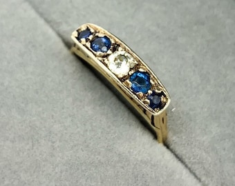 Antique Victorian Diamond & Sapphire Stacking Ring in 18ct Yellow Gold