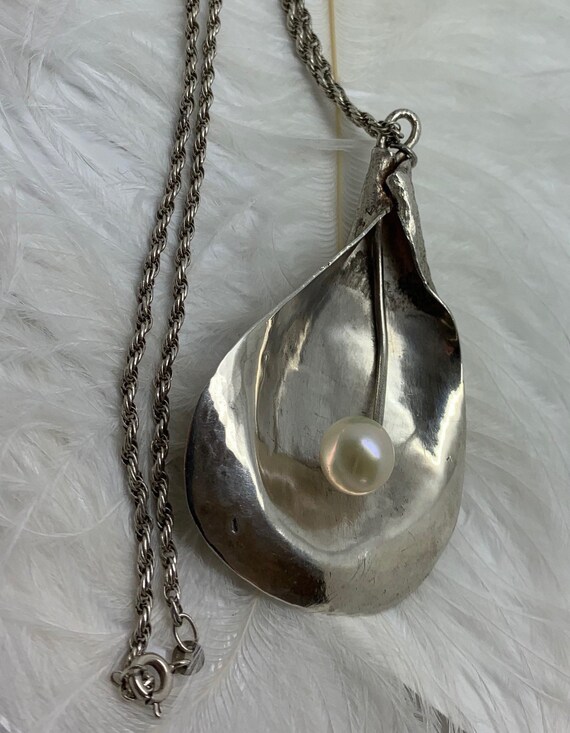 Vintage Hallmarked Solid Silver,Pearl Statement P… - image 1