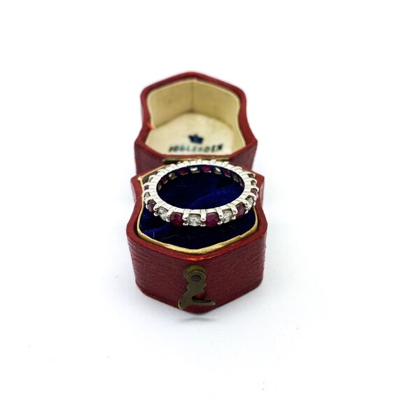 Vintage Ruby & Diamond Stackable Ring in White Go… - image 4