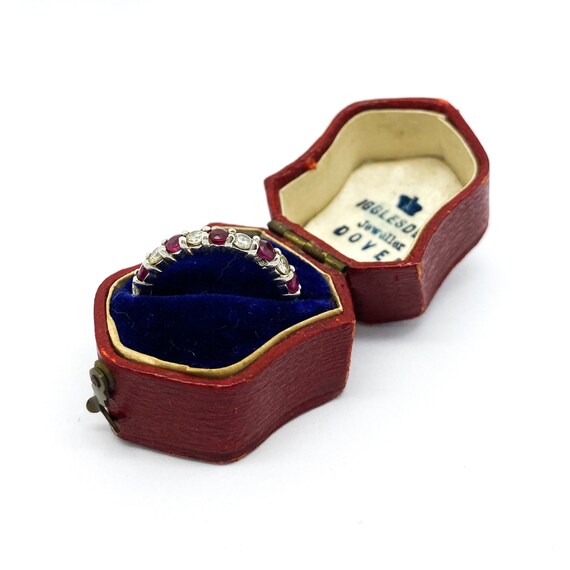 Vintage Ruby & Diamond Stackable Ring in White Go… - image 2