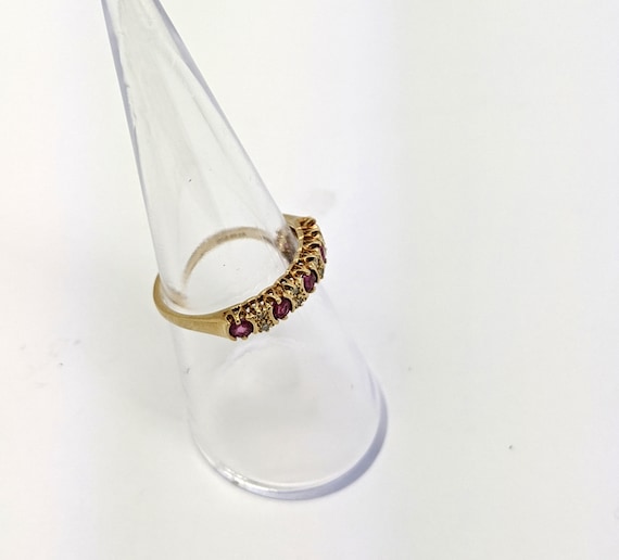 Vintage Ruby and Diamond Stackable Ring 9ct - image 2