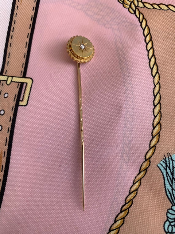Antique Cravat/ Tie Pin. Old Cut Diamond Set ‘sti… - image 7