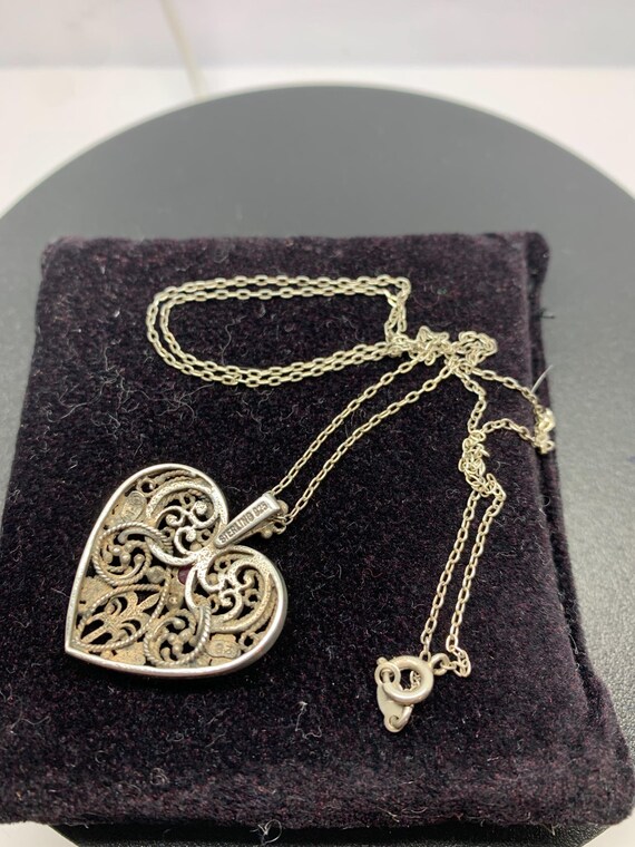 Ruby set solid sterling silver vintage  heart and… - image 2