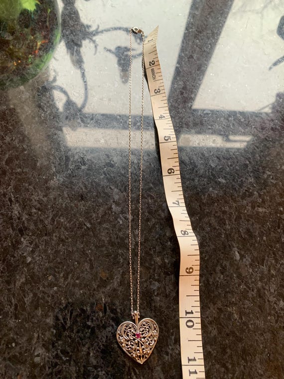 Ruby set solid sterling silver vintage  heart and… - image 4