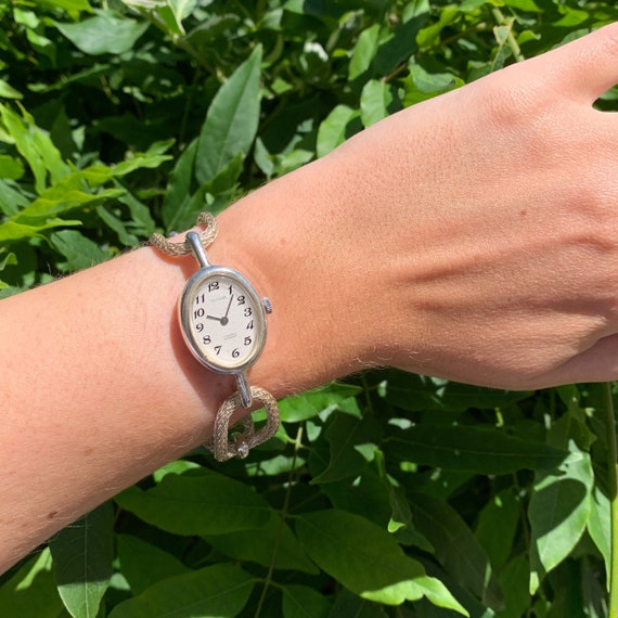 Vintage Bracelet Watch Silver Vintage Women Watch with Pearl Bracelet Band Women main image 3