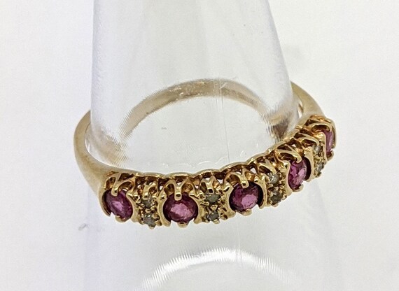 Vintage Ruby and Diamond Stackable Ring 9ct - image 1