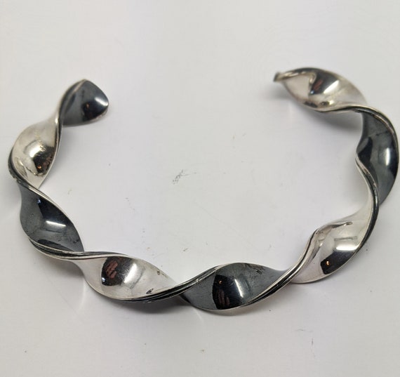 Vintage 90s Silver Twist Bangle - Etsy