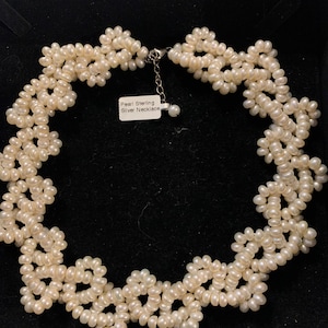 Vintage Pearl and silver adjustable necklace .stunning and unusual.
