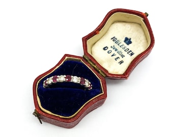 Vintage Ruby & Diamond Stackable Ring in White Gold