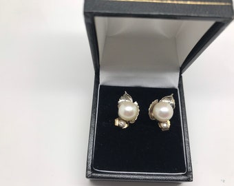 Diamond and pearl earrings
