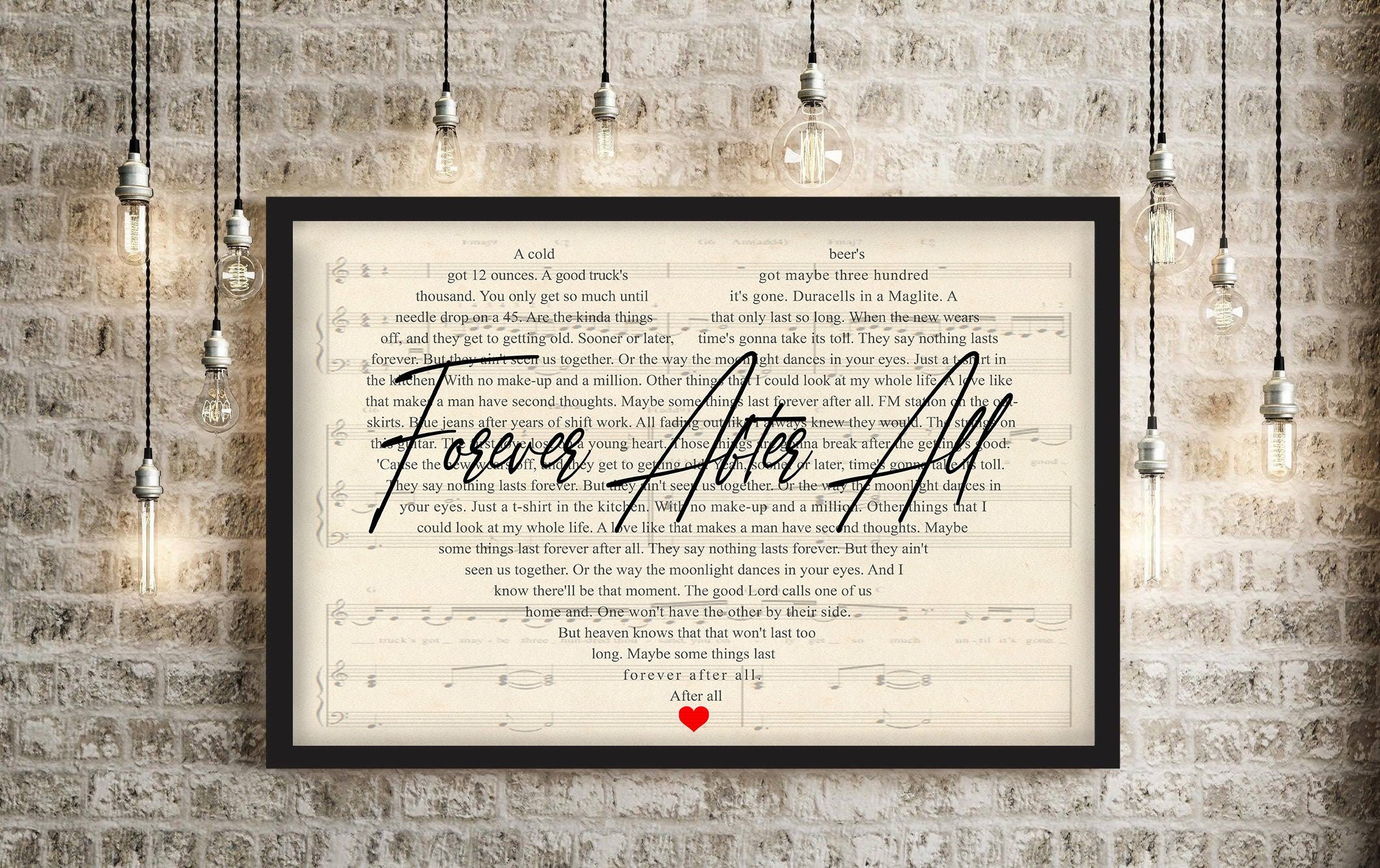 Luke Combs Forever After All Lyrics Poster Valentine's | Etsy
